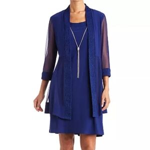 R&M Richards Size 12 Petite Jacquard Dress And Jacket